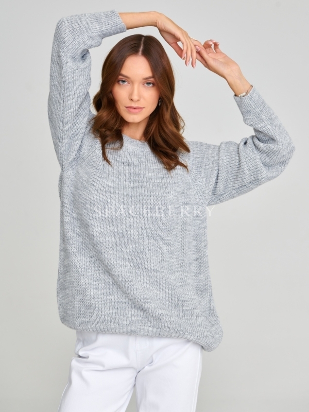 Женский вязаный свитер оверсайз, джемпер